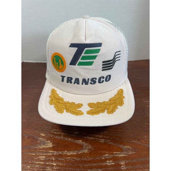 Vintage Transco White Mesh Snapback Cap With Embroidered Leaf Design X3 - Picture 1 of 3